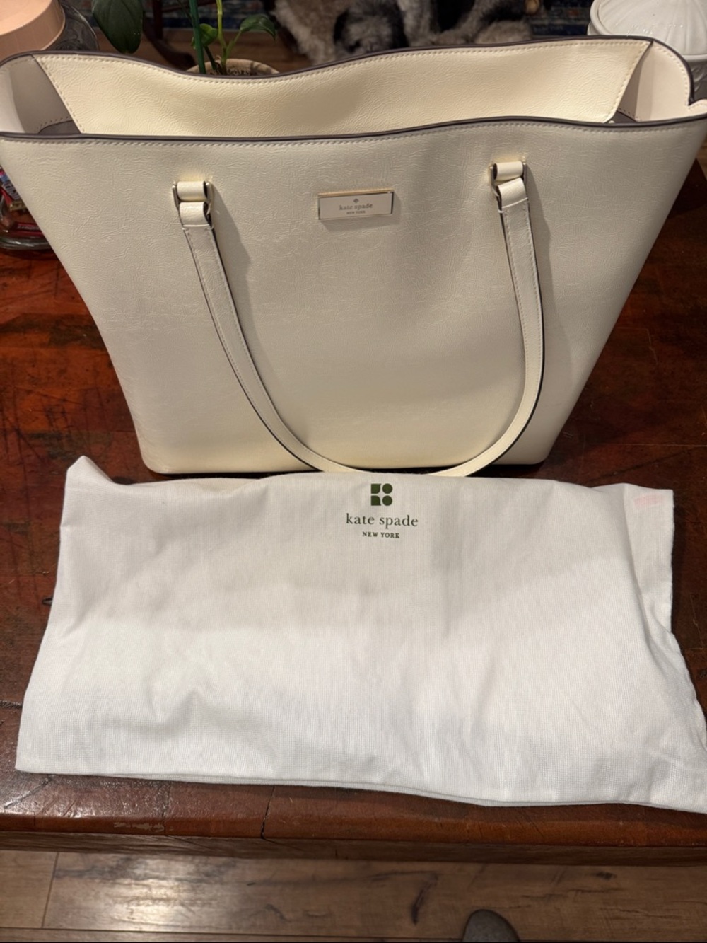 kate spade Cream Pebbled Leather Tote